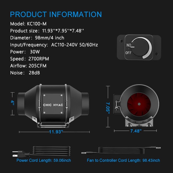 EC Inline Fan With Stepless Speed