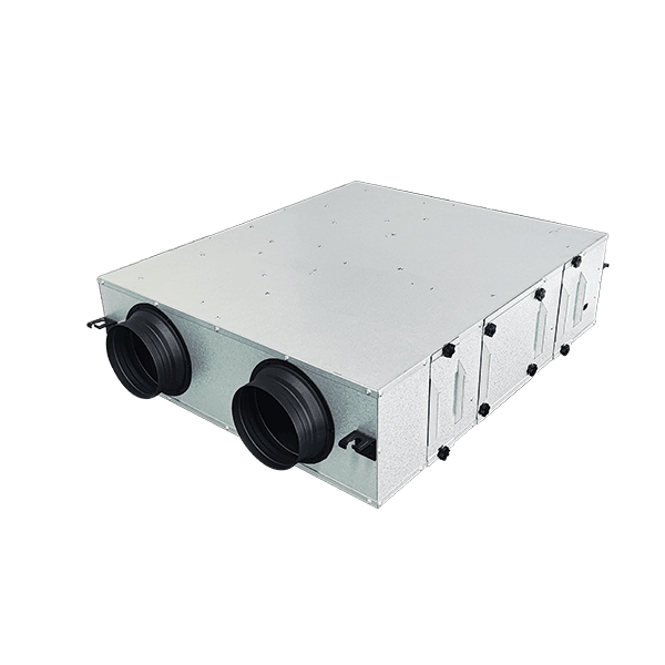 ECvents EC Motor Shop industrial HVAC air handling unit with dual air intake ports, energy-efficient EC motors, and durable construction for reliable ventilation and climate control solutions.