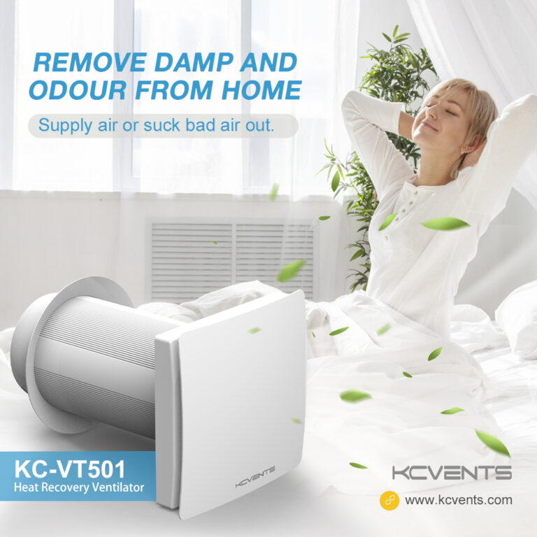 Quiet, efficient EC motor shop heat recovery ventilator for home air purification, ventilation, and air quality improvement.