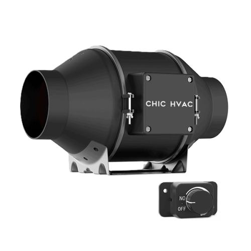 Silent industrial HVAC duct fan with switch, high efficiency, durable motor suitable for commercial ventilation systems. Perfect for HVAC applications requiring robust blower solutions.