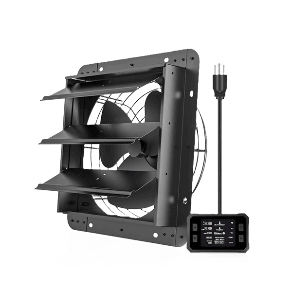 ECvents EC motor shop exhaust fan with control panel and adjustable speed, industrial ventilation for commercial and HVAC applications.