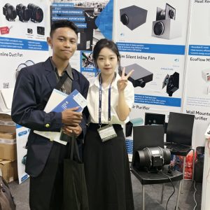 ECvents EC Motor Shop showcasing diverse industrial motor solutions at a trade event.