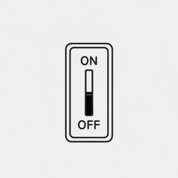 On/off switch illustration for EC motors and industrial equipment.