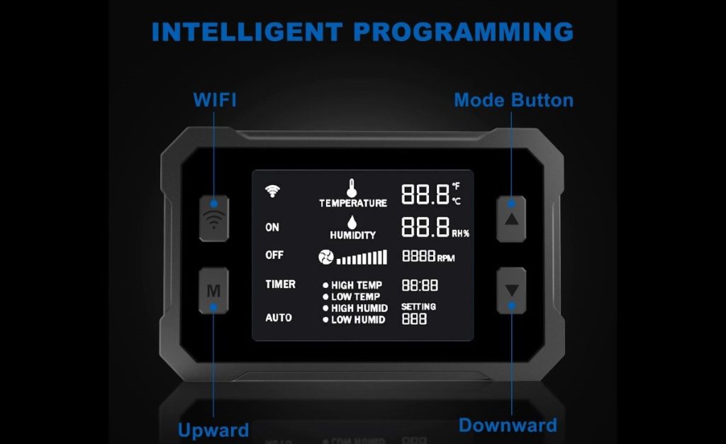 Intelligent Programming WiFi Controller for Inline Duct Fan (Temperature & Humidity)
